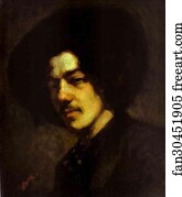 1857 Art Print - Portrait Of Whistler With Hat