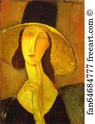 Hébuterne Art Print - Portrait Of Woman In Hat (Jeanne Hébuterne In Large Hat)