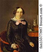 1846 47 Oil On Cardboard Art Print - Portrait Of Ye. P. Zhdanovich