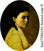 Portrait Of The Artist Vasily Perov Art Print - Portrait Of Yelena Perova, Née Scheins, The Artist's First Wife