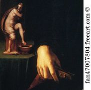 Portrait Of Young Man With A Lute Art Print - Portrait Of Young Man With A Lute. Detail