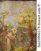 1295 1300 Fresco St Francis Art Print - Preaching To The Birds