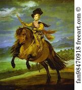 1634 35 Oil On Canvas Museo Del Prado Art Print - Prince Baltasar Carlos On Horseback