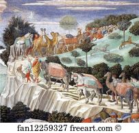 1459 1461 Fresco West Wall Wall Art Print - Procession Of The Magus Caspar. Detail