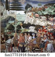 1459 1461 Fresco West Wall Wall Art Print - Procession Of The Magus Caspar. Detail