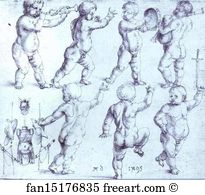 Putti Art Print - Putti Dancing And Making Music
