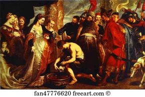 Queen Tomyris Art Print - Queen Tomyris Before The Head Of Cyrus