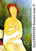 Chemise Art Print - Red-Haired Young Woman In Chemise