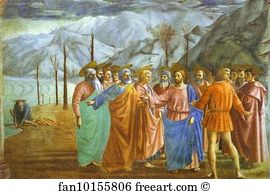 Santa Maria Del Carmine Art Print - Rendering Of The Tribute Money. Detail