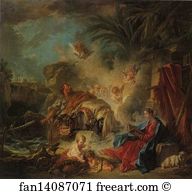 1757 Oil On Canvas Art Print - Rest On The Flight To Egypt