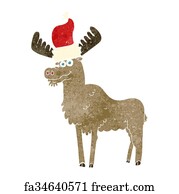 Free art print of Christmas Moose. Christmas moose with santaclause hat ...