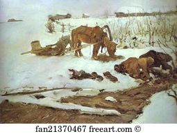Linen Art Print - Rinsing Linen. On The River