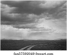 Sky Clouds Art Print - Roadway, Low Horizon, Mountains, Clouded Sky, "near (Grand) Teton National Park, ". Photographs Of National Parks And Monuments, Compiled 1941 - 1942, Documenting The Period Ca. 1933 - 1942.