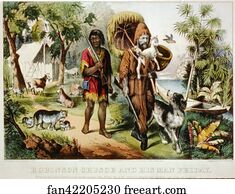 Robinson Art Print - Robinson Crusoe And His Man Friday.