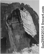 Rock Formation Art Print - Rock Formation, From Below, "in Zion National Park, " Utah. (Vertical Orientation). Photographs Of National Parks And Monuments, Compiled 1941 - 1942, Documenting The Period Ca. 1933 - 1942.