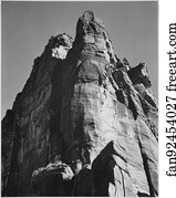 Rocks Art Print - Rock Formation, From Below, "in Zion National Park, " Utah. (Vertical Orientation). Photographs Of National Parks And Monuments, Compiled 1941 - 1942, Documenting The Period Ca. 1933 - 1942.