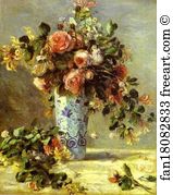 Roses Art Print - Roses And Jasmin In A Delft Vase. (Les Roses Et Jasmin Dans Le Vase De Delft)