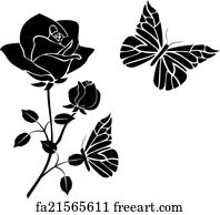 Download Free art print of Roses and butterflies. Roses, stars and ...