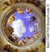 Lady Chambers Art Print - Roundel With Putti And Ladies Looking Down