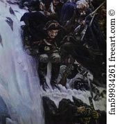 Suvorov Art Print - Russian Troops Under Suvorov Crossing The Alps. Detail