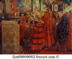 1899 Oil On Canvas The Tretyakov Gallery Art Print - Russian Women Of The Xvii Century In Church