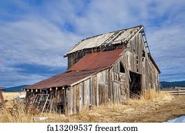 Free art print of Old Barn and a Tree in the Winter | FreeArt | fa24766093