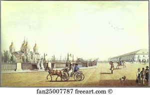 1800 Watercolors Art Print - Sadovaya Street By The Nikolsky Market