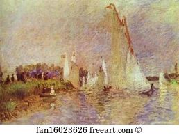 1874 Oil On Canvas Private Collection Art Print - Sailboats At Argenteuil