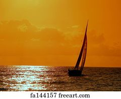 Free art print of Sailing and sunset. Sailboat against a beautiful ...
