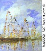 1896 Oil On Canvas National Gallery Art Print - Sailing Ships At Deauville