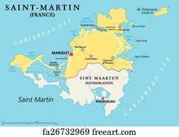 Free art print of Sint Maarten Political Map. Sint Maarten Political ...