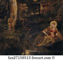 1582 83 Art Print - Saint Reading (Saint Mary Magdalen). Detail