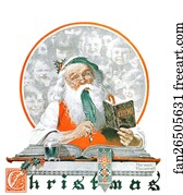  Art Print - Santa And Expense Book