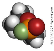 Free art print of Sarin nerve agent, molecular model. Sarin is a