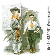 Children Playing Art Print - Saturday Evening Post Cover – "necessary Height"