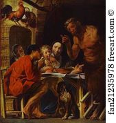 Satyr And The Farmers Family Art Print - Satyr And The Farmer's Family