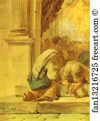 Entrance Art Print - Scene At The Entrance Of A Cathedral