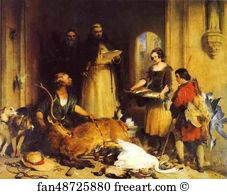 Derbyshire Art Print - Scene In The Olden Time At Bolton Abbey