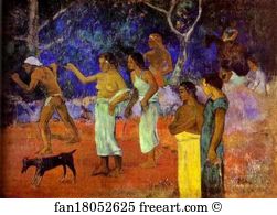 1896 Oil On Canvas The Hermitage Art Print - Scenes From Tahitian Life