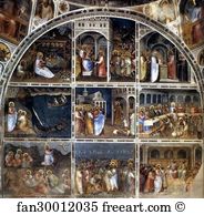 Baptistery Art Print - Scenes From The Life Of Christ. Frescoes On The North Wall