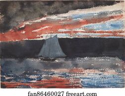 Sunsets Art Print - Schooner At Sunset