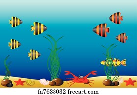 Free art print of Sea Life cartoon vector illustration. Sea Life