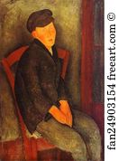 Cap Art Print - Seated Boy With Cap