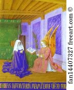 The Hours Art Print - Second Annunciation. Miniature From The Book Of Hours Of Etienne Chevalie