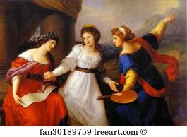 Angelica Art Print - Self-Portrait Hesitating Between The Arts Of Music And Painting