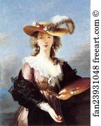 Self Portrait In A Straw Hat Art Print - Self-Portrait In A Straw Hat