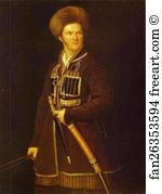 Caucasian Art Print - Self-Portrait In A Suit Of A Caucasian Warrior