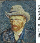 Self Art Print - Self-Portrait With Grey Felt Hat