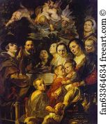 Parents Art Print - Self-Portrait With Parents, Brothers, And Sisters