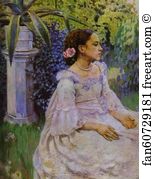 1898 Oil On Canvas The Russian Museum Art Print - Self-Portrait With Sister. Detail